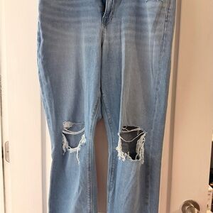 Light Blue Distressed Mom Jeans